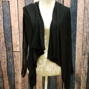 Drape Front Black and Gray Cardigan